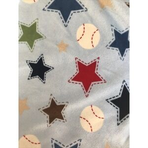 Circo Stars and baseballs Baby Blanket Blue Navy Sherpa Backed 30"x40"